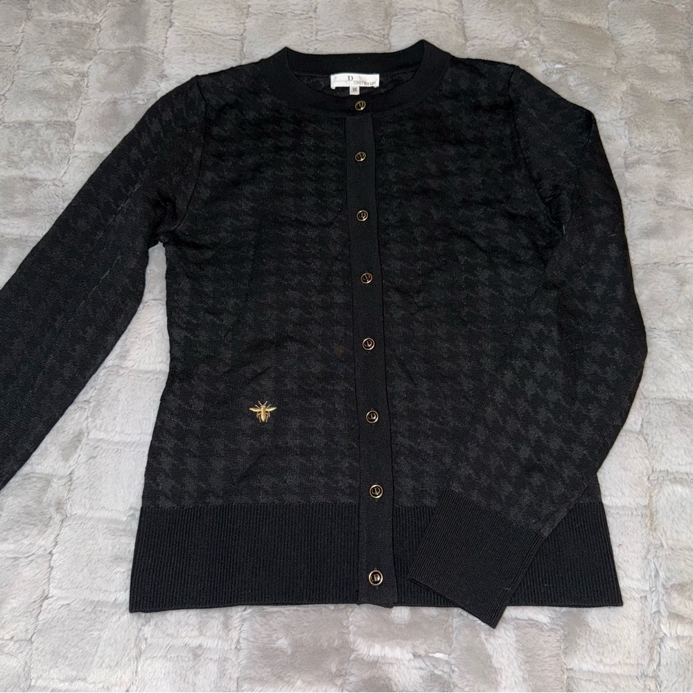 Dior Black Houndstooth Button-Up Blazer - Picture 2 of 3